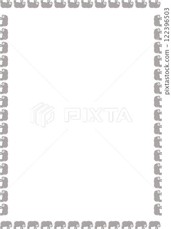 Frame of cute safari animals African elephant. Wildlife animal on white background border 122396503