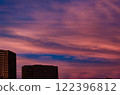 Sunset sky and skyscrapers 122396812
