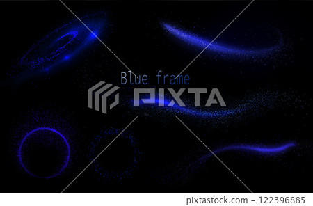 Isolated design element, blue set of swirls and arches made of small tinsel Isolated design element, blue set of swirls and arches made of small tinsel 122396885