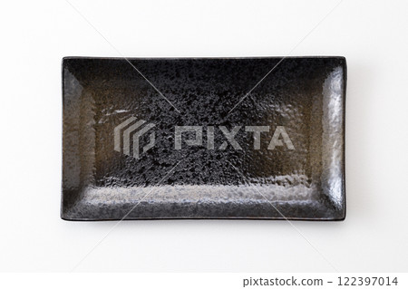 Japanese-style rectangular plate on white background Japanese-style rectangular plate on white background 122397014