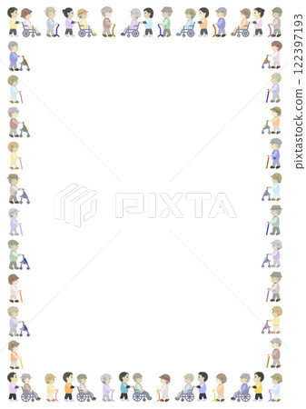 Frame illustration of an old man taking a walk 122397193