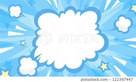 美式漫畫風格爆炸煙霧背景插畫_淺藍色_16:9 122397447