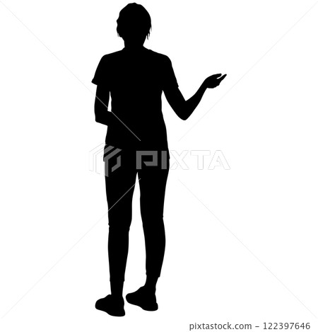 Silhouette of a walking girl on a white background 122397646
