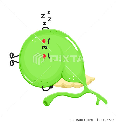 Gallbladder sleeping character. Vector hand drawn cartoon kawaii character illustration icon. Isolated on white background. Gallbladder sleep character concept 122397722