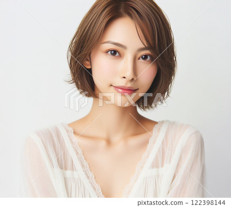 Beautiful woman in white blouse 122398144