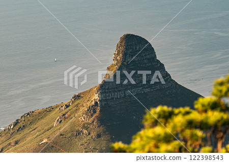 View Lion's Head mountain from Table Mountain. Sunset, October warm weather. Cape Town, South Africa View Lion's Head mountain from Table Mountain. Sunset, October warm weather. Cape Town, South Africa 122398543