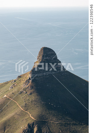 View Lion's Head mountain from Table Mountain. Cape Town, South Africa, Atlantic Ocean View Lion's Head mountain from Table Mountain. Cape Town, South Africa, Atlantic Ocean 122398546
