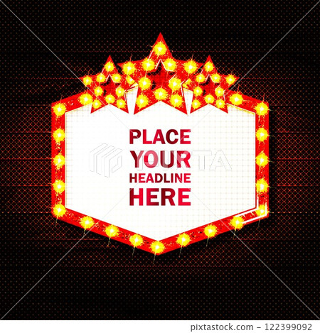 Color blank frame with light bulbs 122399092