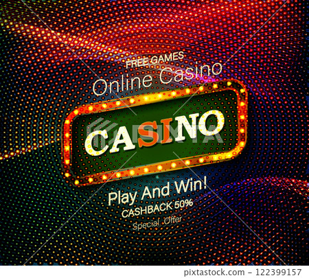 Casino retro banner with glowing lamps Casino retro banner with glowing lamps 122399157