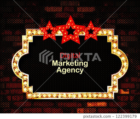 Light frame shining retro billboard with decoration. 122399179