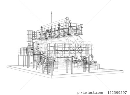 Industrial tank with valves. Vector rendered of 3d 122399297