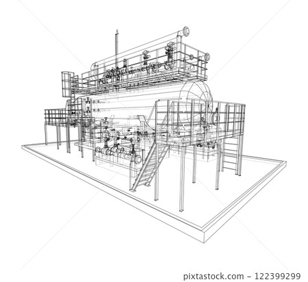 Industrial tank with valves. Vector rendered of 3d 122399299