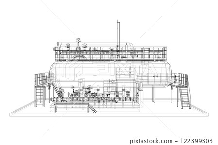 Industrial tank with valves. Vector rendered of 3d 122399303