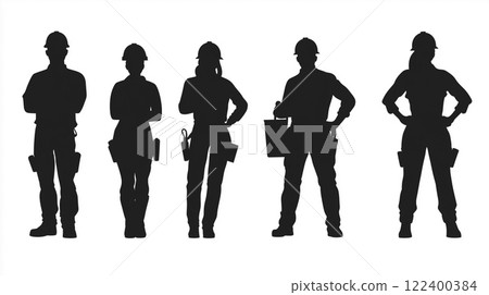 一名工人站在前面擺姿勢的全身輪廓圖圖標 一名工人站在前面擺姿勢的全身輪廓圖圖標 122400384