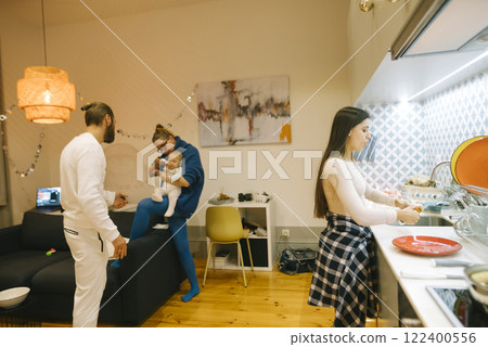 Experience a Cozy Family Gathering in a Beautifully Designed Modern Home Environment Experience a Cozy Family Gathering in a Beautifully Designed Modern Home Environment 122400556