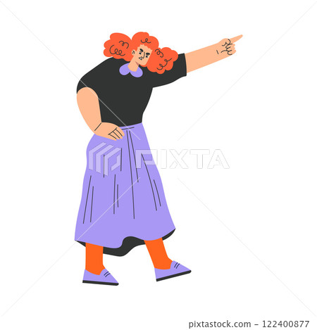 Angry Woman Character Standing and Scolding Vector Illustration 122400877