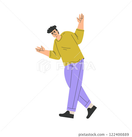 Angry Man Character Standing and Scolding Vector Illustration 122400889