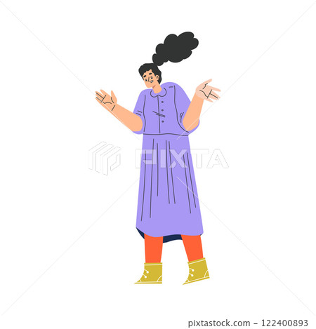 Angry Woman Character Standing and Scolding Vector Illustration 122400893