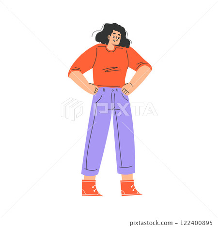Angry Woman Character Standing and Scolding Vector Illustration Angry Woman Character Standing and Scolding Vector Illustration 122400895