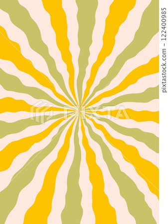 Abstract psychedelic retro background with wavy pattern. Groovy waves in warm retro colors. Trendy twisted funky vector texture in abstract y2k style. Vector graphic for posters and art prints. 122400985