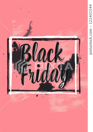 Vibrant floral design with Black Friday text on pink background 122401544