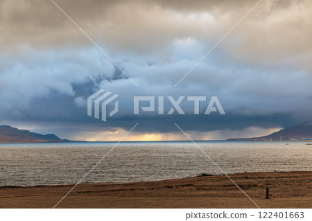 Autumnal landscape at Beached whalers Hvalfjordur on the west coast of Iceland Autumnal landscape at Beached whalers Hvalfjordur on the west coast of Iceland 122401663