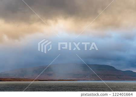 Autumnal landscape at Beached whalers Hvalfjordur on the west coast of Iceland 122401664
