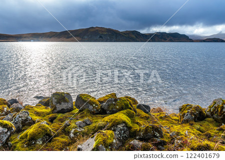 The large lake Thingvallavatn in the national park in the west of Iceland The large lake Thingvallavatn in the national park in the west of Iceland 122401679