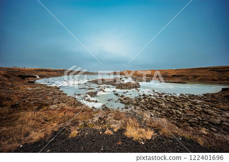 Urridafoss waterfall with cascades in the national park in the west of Iceland Urridafoss waterfall with cascades in the national park in the west of Iceland 122401696