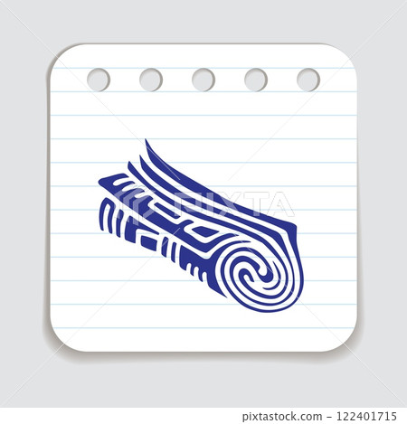 Doodle newspaper iicon hand drawn with blue pen on a notepaper 122401715