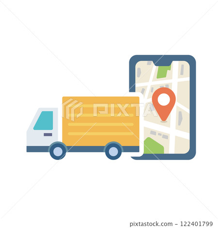 Trucks and delivery routes 122401799