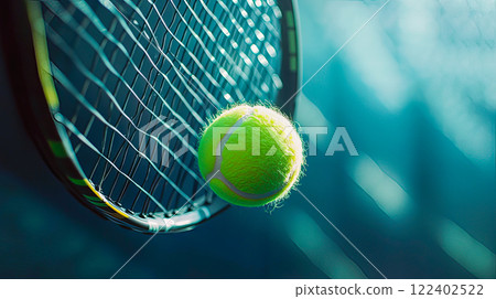 Tennis ball and tennis racket. Playing tennis concept 122402522
