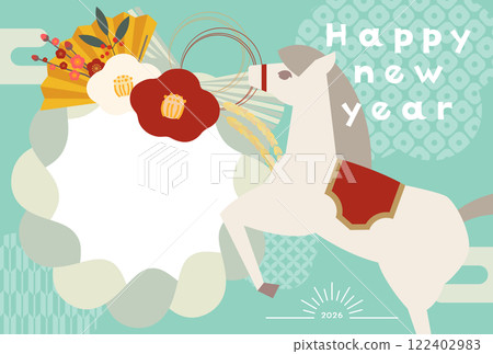 2026年新年賀卡向量圖帶相框相框Shimekazari新年裝飾日式日式圖案 2026年新年賀卡向量圖帶相框相框Shimekazari新年裝飾日式日式圖案 122402983