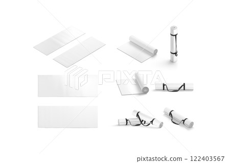 Blank white yoga mat mockup, different types and views 122403567