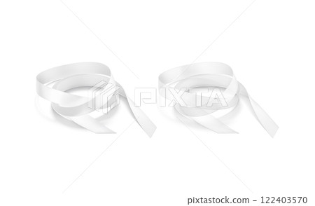 Blank white organza and satin ribbon mockup, isolated 122403570