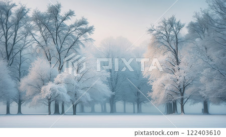 Low angle view of trees in forest. AI Generated. 122403610