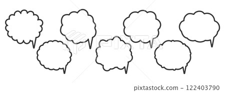 Set of thick line cloud shaped speech bubbles Set of thick line cloud shaped speech bubbles 122403790