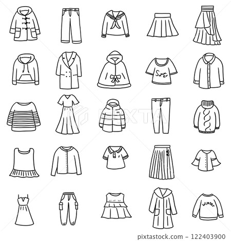 女性時尚單品線描插畫素材 122403900