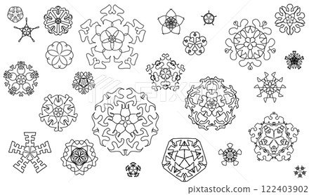Beautiful flower line drawing motif material 122403902