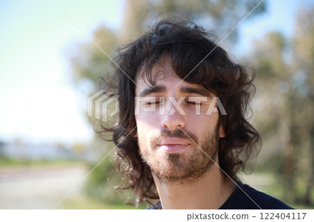 Happy Man Smiles After Seeing A Joy Before His Eyes Happy Man Smiles After Seeing A Joy Before His Eyes 122404117