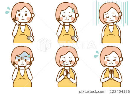 Illustration set of a pregnant woman with sad emotions 122404156