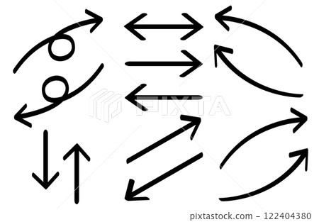 A set of hand-drawn arrows written with a pen 122404380