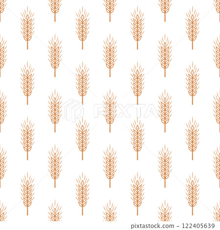 Vector Seamless Pattern with Agriculture Wheat and Cereal Ears. Organic Wheat, Rice Ear Design Template. Bread, Beer Packaging, Farming, Organic Food Concepts 122405639