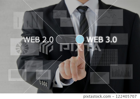 A businessman switching from WEB 2.0 to WEB 3.0 122405707