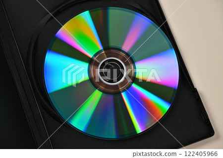 Rainbow colored glossy surface of a CD, optical disc. 122405966