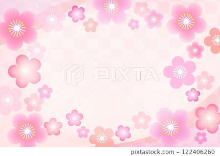 可愛的日式梅花背景框架女兒節 可愛的日式梅花背景框架女兒節 122406260