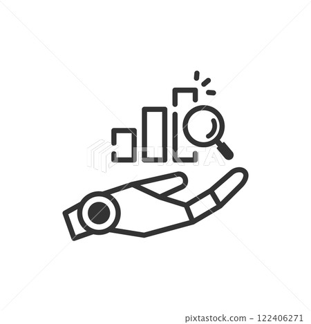 Data analysis using AI agents (line drawings, black and white) 122406271