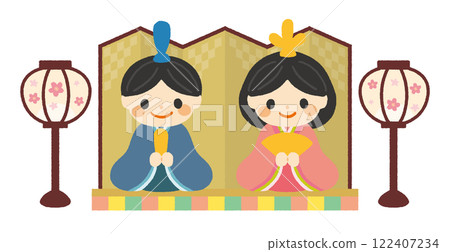 Illustration of Hinamatsuri dolls 122407234