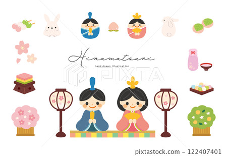 女兒節時尚手繪插畫集 122407401