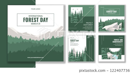 International Forest Day Flat Cartoon Social Media Post Illustration 122407736